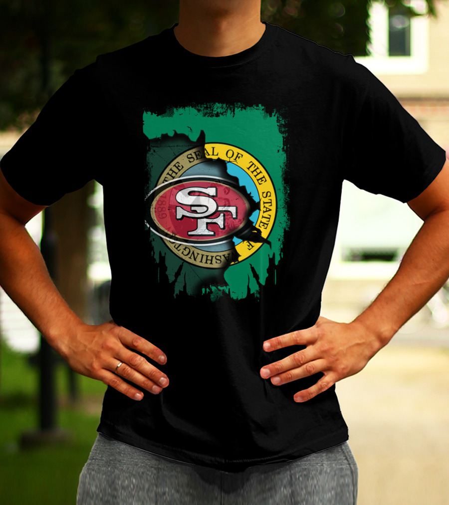 SF 49ers With Washington State Seal Clash T-Shirt