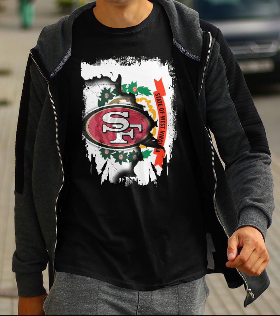 West Virginia State Emblem With San Francisco 49ers Logo Integration T-Shirt