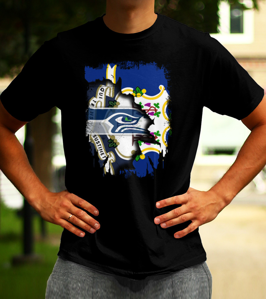 Connecticut State Pride With Seattle Seahawks T-Shirt