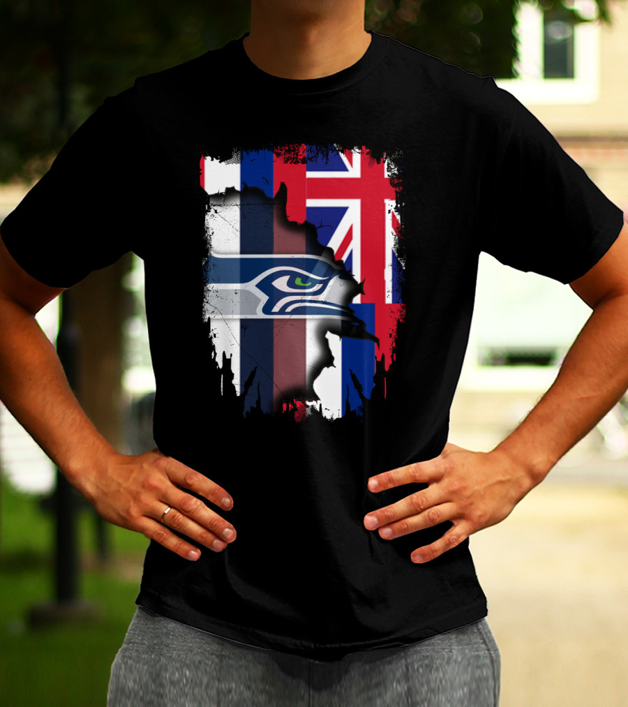 Together Hawaii With Seahawks Logo And Hawaiian Flag T-Shirt