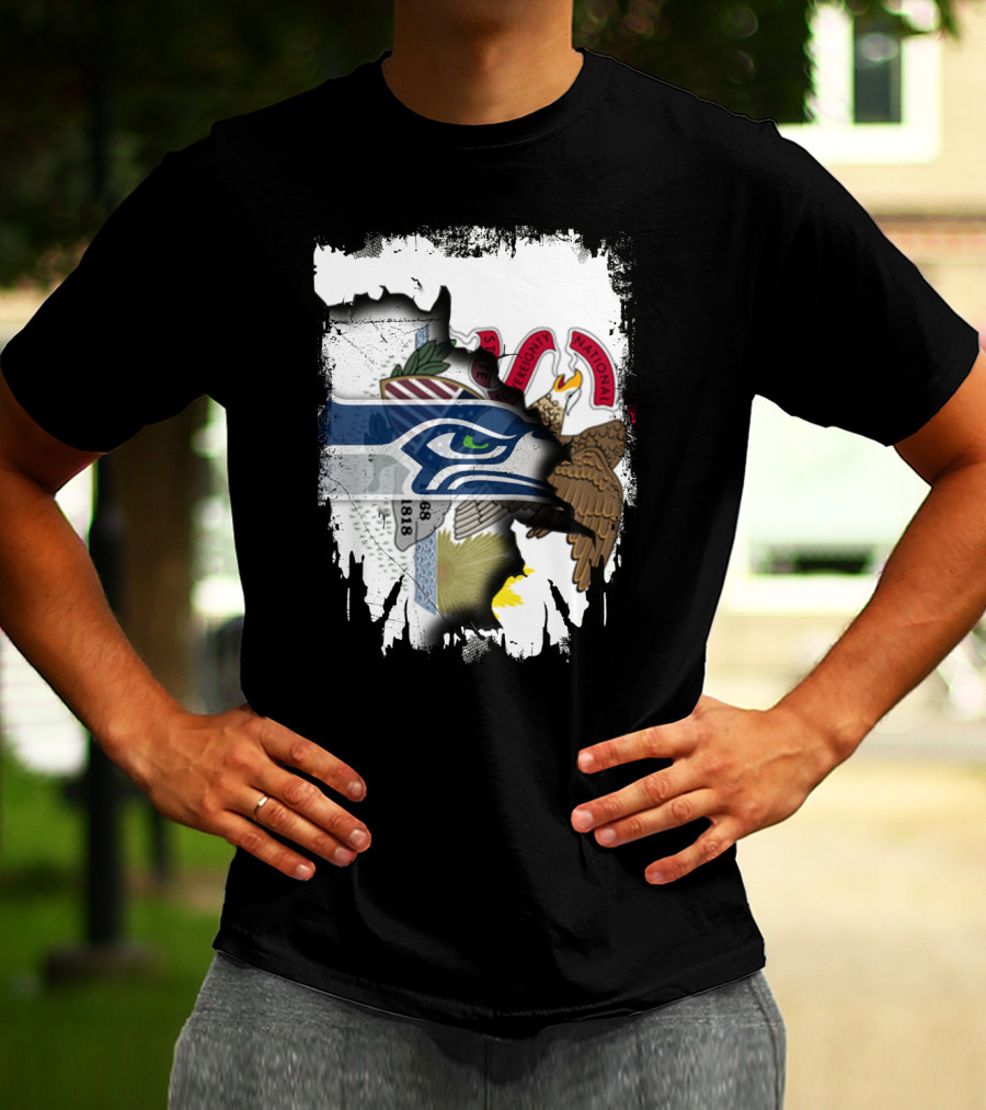 Illinois State And Seattle Seahawks Unity Emblem T-Shirt