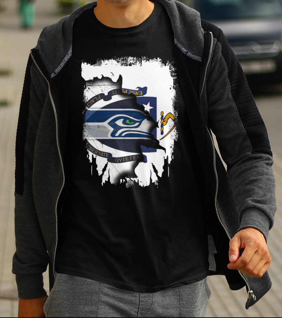 Massachusetts And Seahawks Ripped Blend T-Shirt