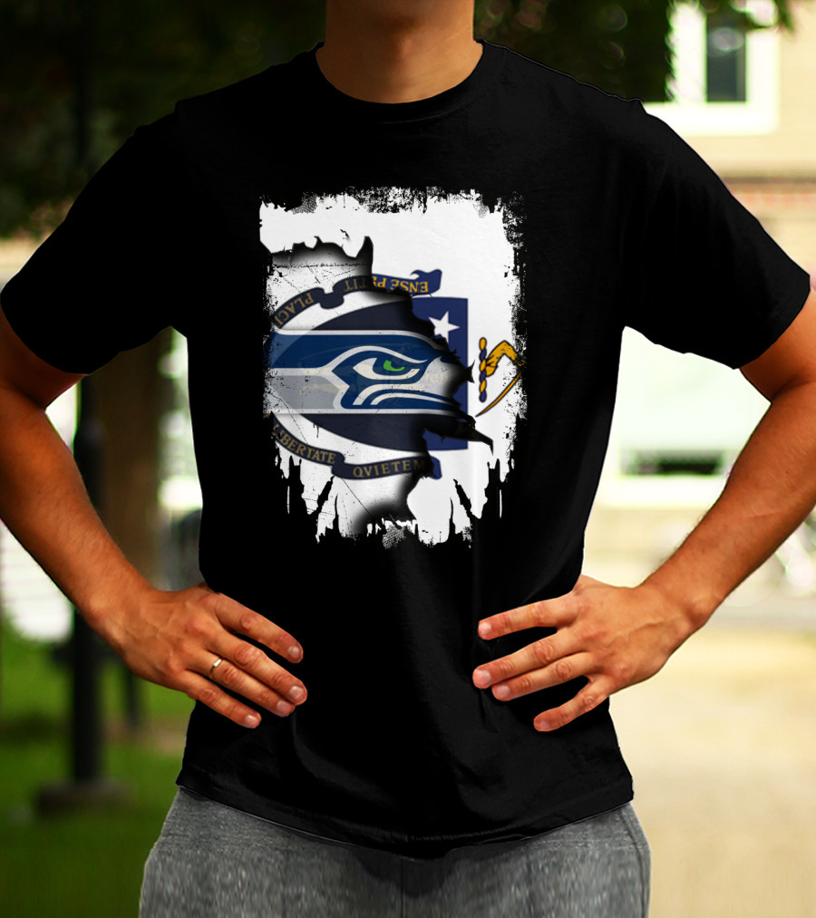 Massachusetts And Seahawks Ripped Blend T-Shirt
