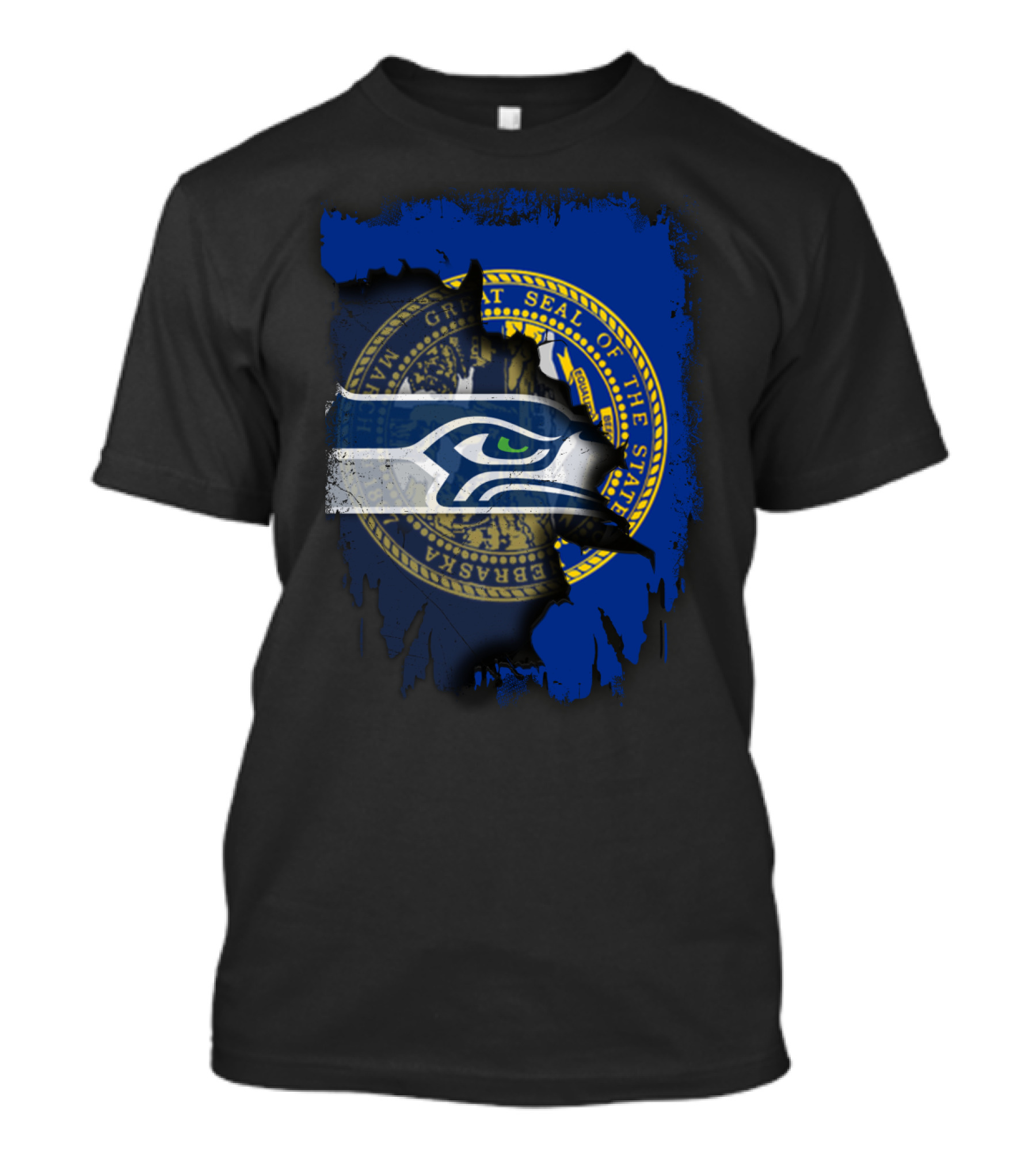 Nebraska State Seal Blended With Seahawks T-Shirt
