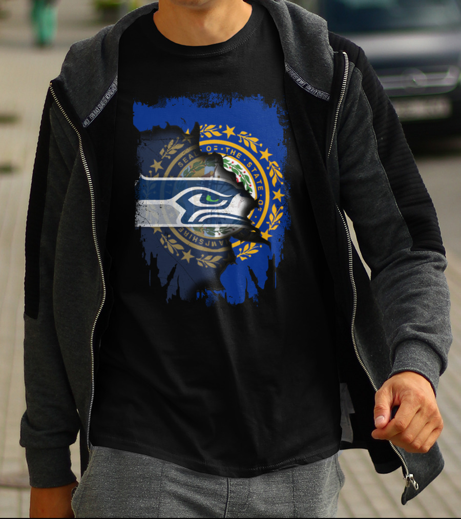 Seahawks Logo Overlay With New Hampshire State Seal T-Shirt