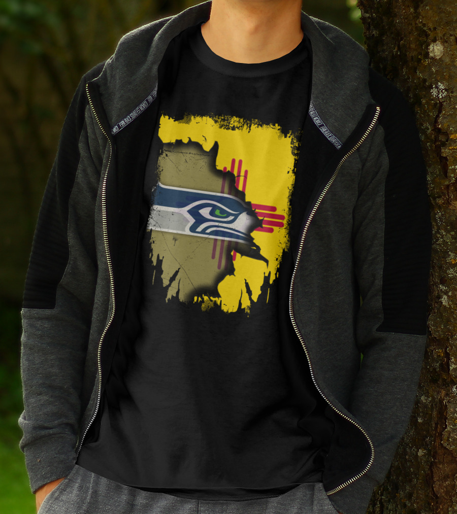 New Mexico Zia With Seahawks Logo Fusion T-Shirt