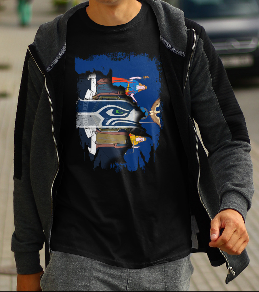 New York State Flag Merged With Seattle Seahawks T-Shirt