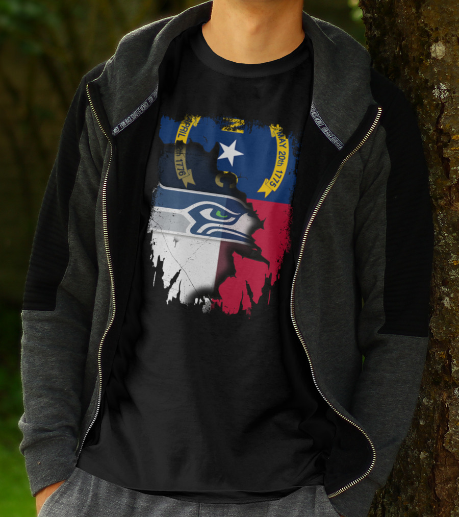 Together North Carolina Flag With Seattle Seahawks T-Shirt