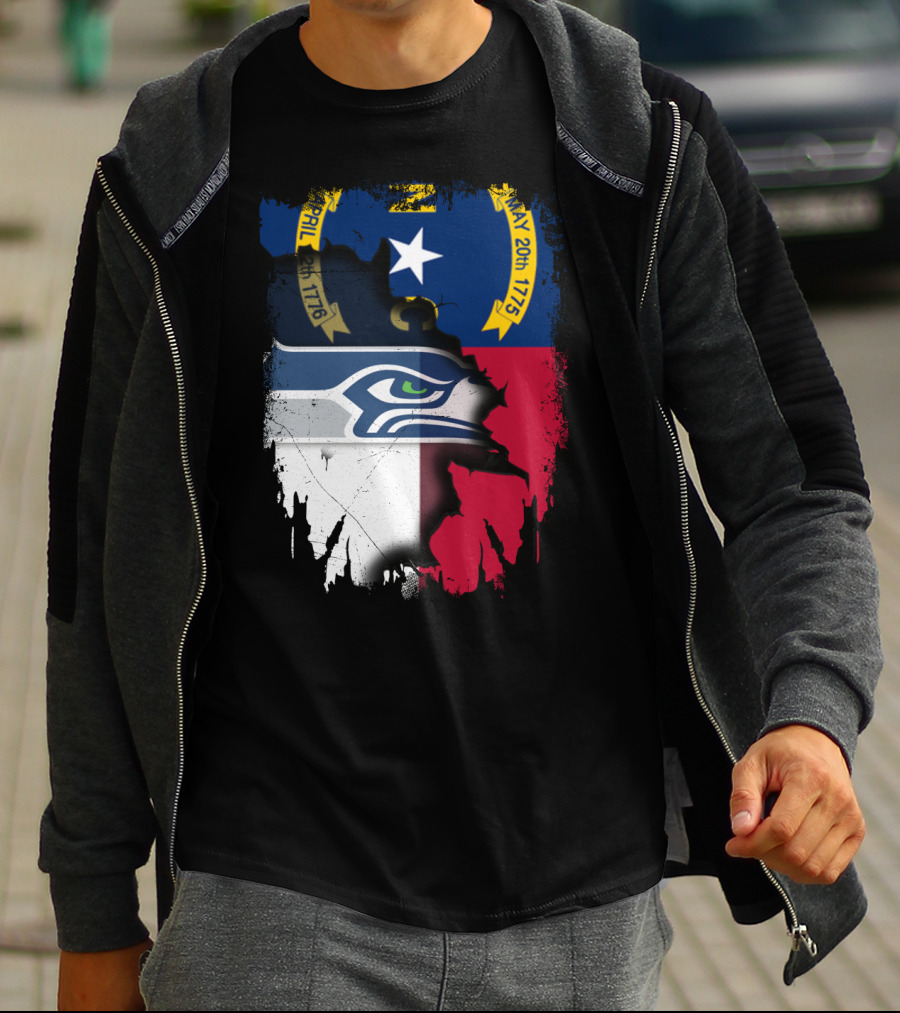 Together North Carolina Flag With Seattle Seahawks T-Shirt