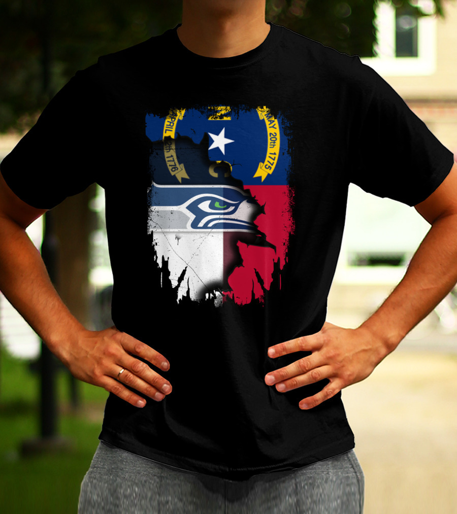 Together North Carolina Flag With Seattle Seahawks T-Shirt