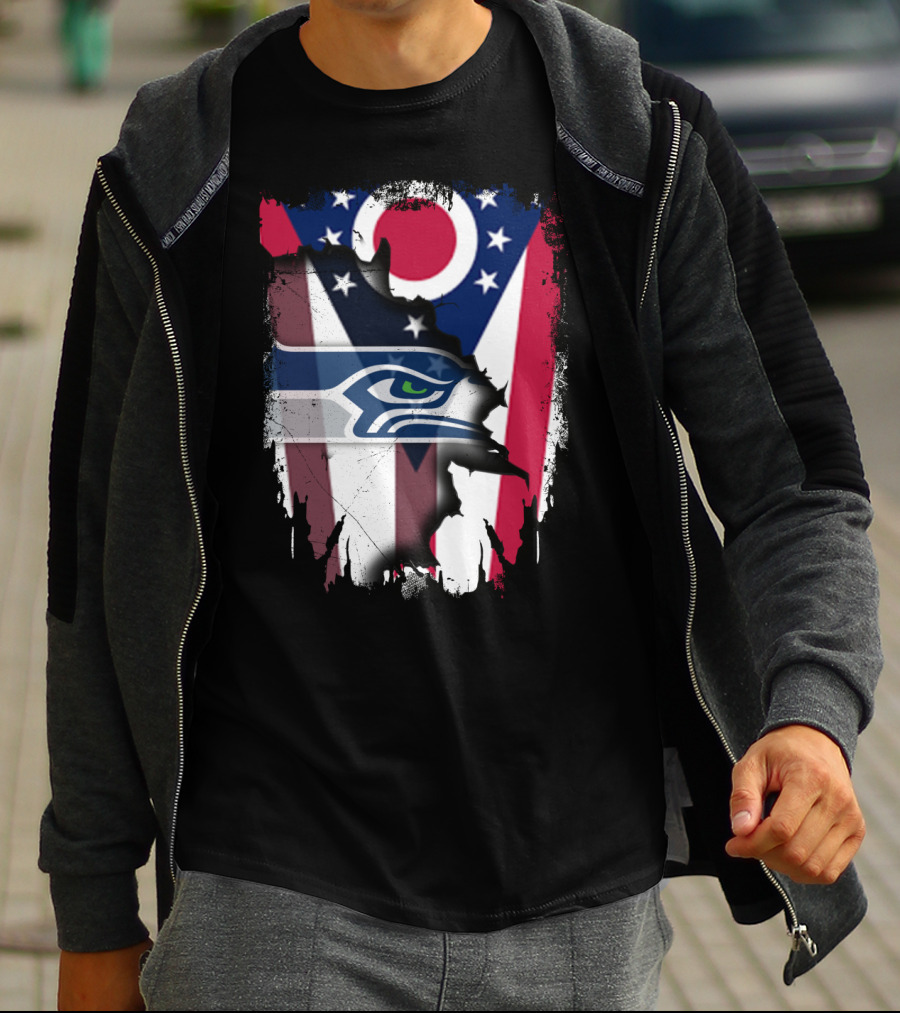 Together Ohio With Seahawks Flag Football Fandom T-Shirt