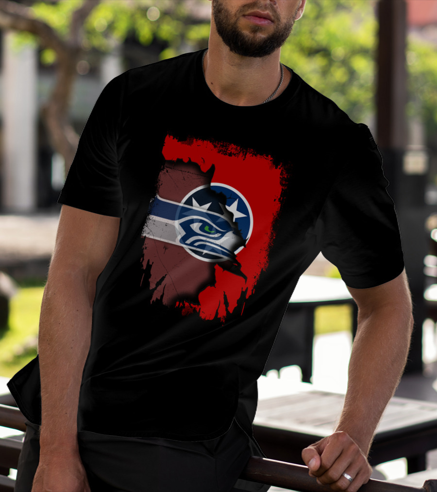 Tennessee Flag Seahawks Logo Fusion T-Shirt
