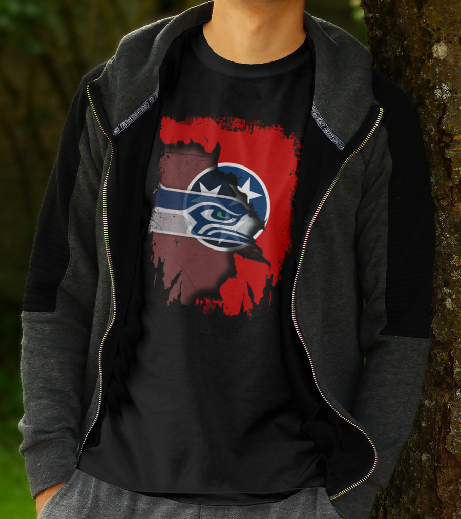 Tennessee Flag Seahawks Logo Fusion T-Shirt
