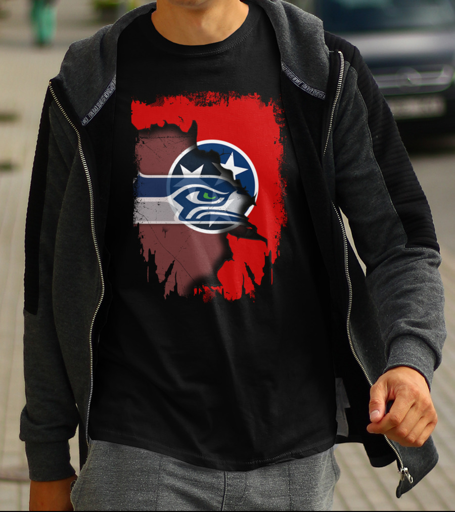 Tennessee Flag Seahawks Logo Fusion T-Shirt