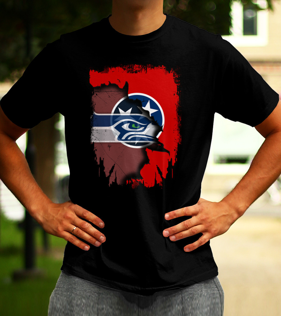 Tennessee Flag Seahawks Logo Fusion T-Shirt