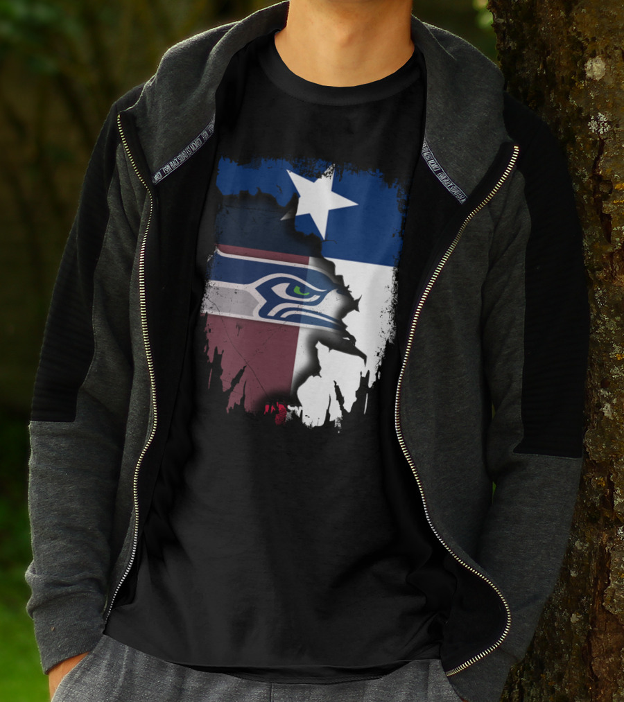 Texas And Seahawks United With Lone Star Sea Hawk T-Shirt