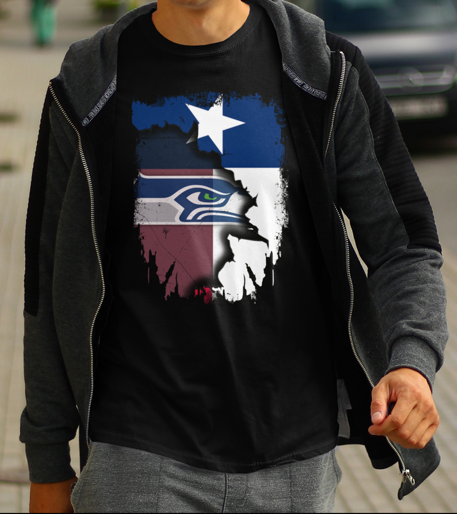Texas And Seahawks United With Lone Star Sea Hawk T-Shirt