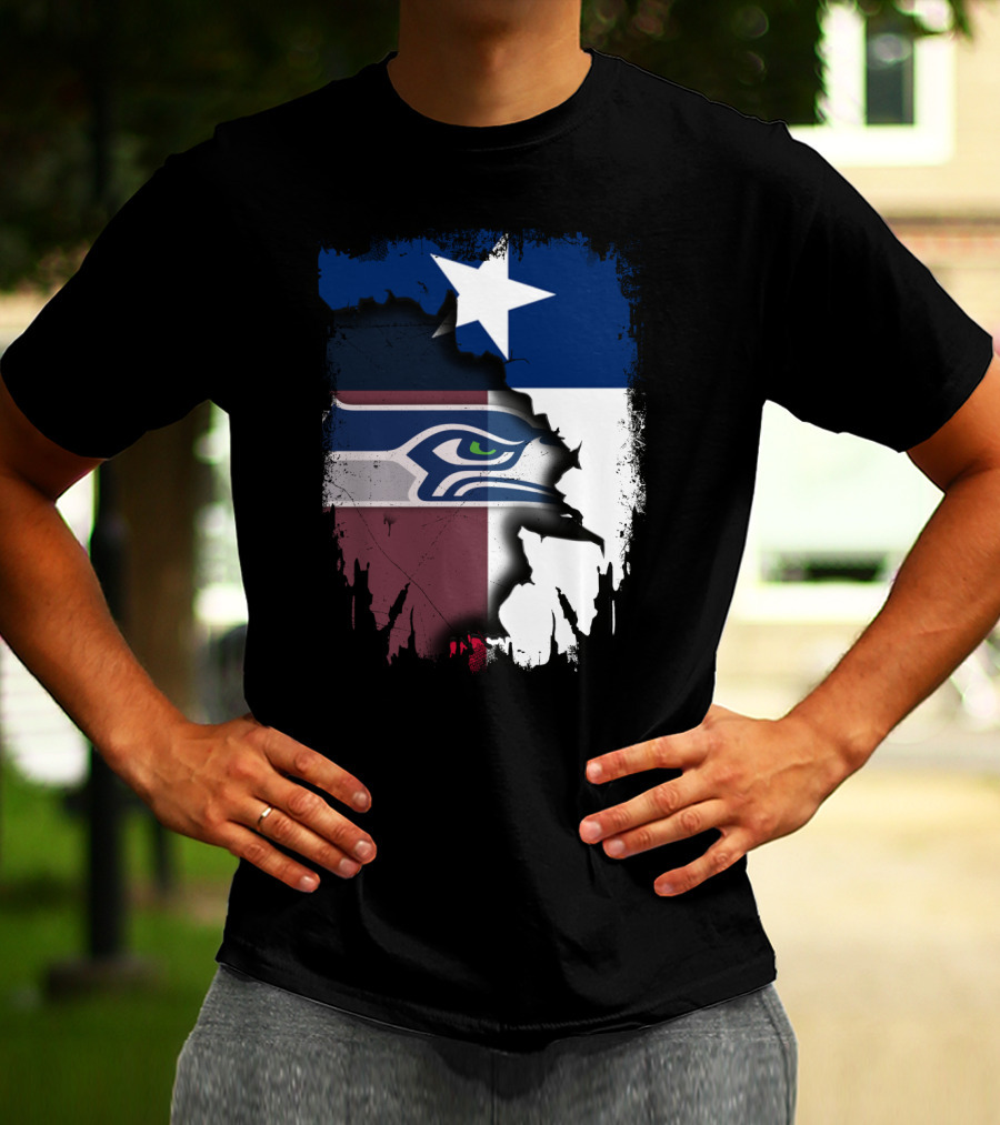 Texas And Seahawks United With Lone Star Sea Hawk T-Shirt