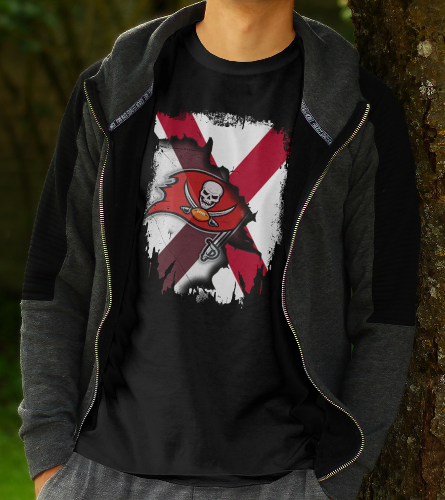 Alabama State Flag With Buccaneers Logo Together T-Shirt