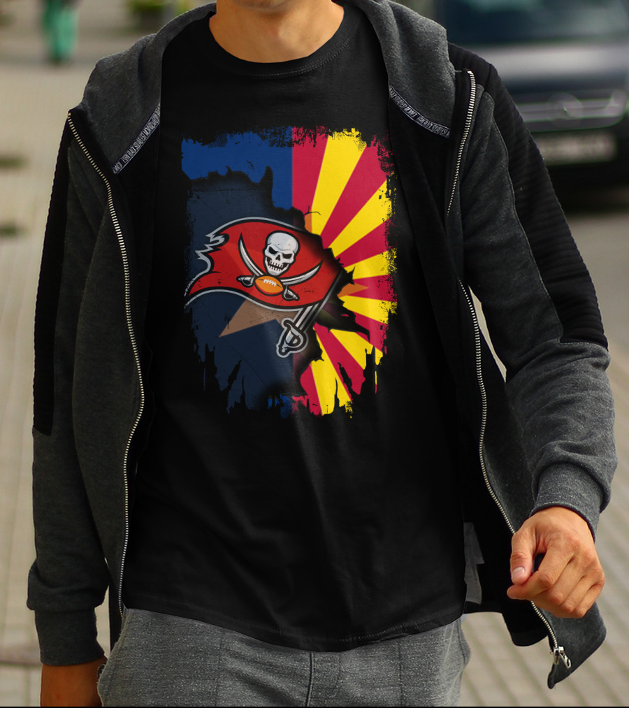Arizona State Flag And Buccaneers Logo Together T-Shirt