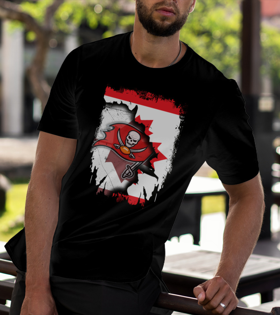Canada Flag Buccaneers Football Fusion T-Shirt