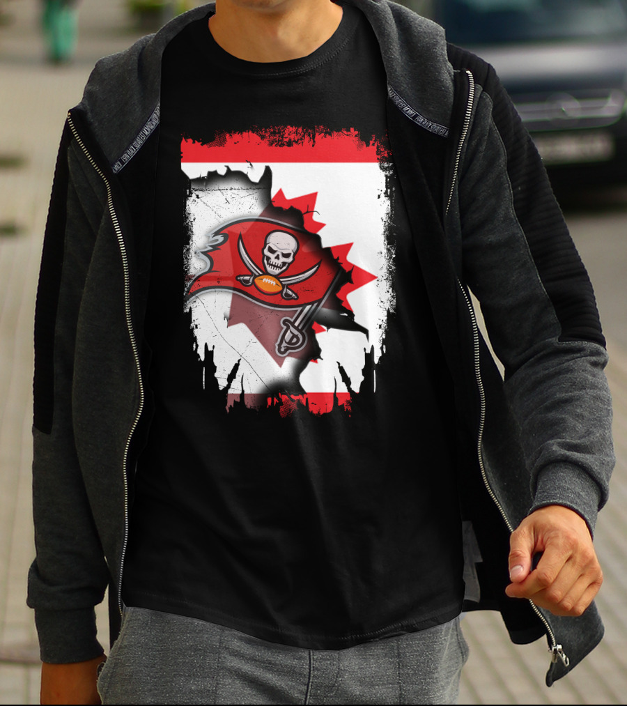 Canada Flag Buccaneers Football Fusion T-Shirt