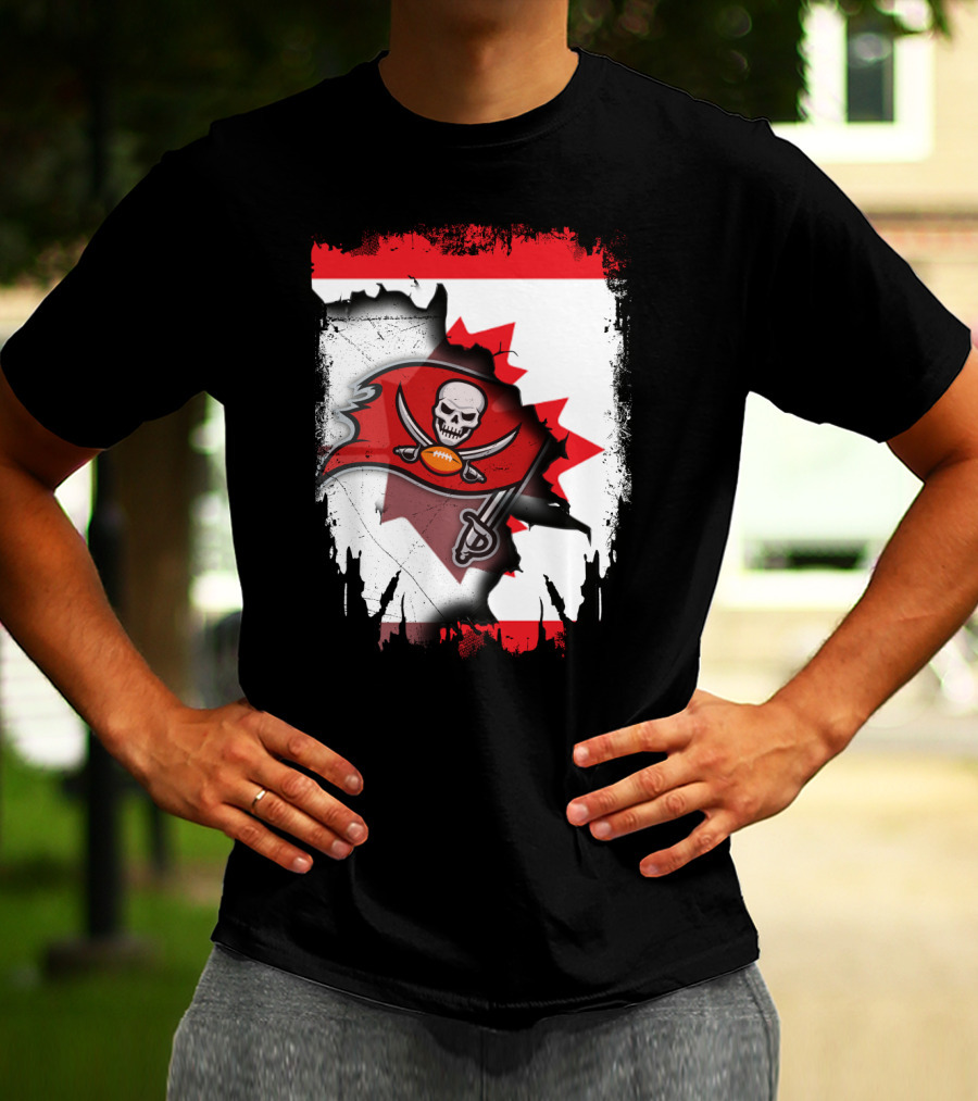 Canada Flag Buccaneers Football Fusion T-Shirt