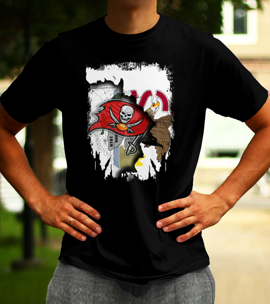 Union Illinois With Buccaneers Flag And Eagle 1868 Elements T-Shirt
