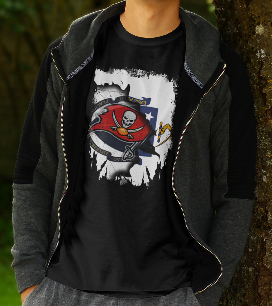 Together Massachusetts And Buccaneers Flag Fusion T-Shirt