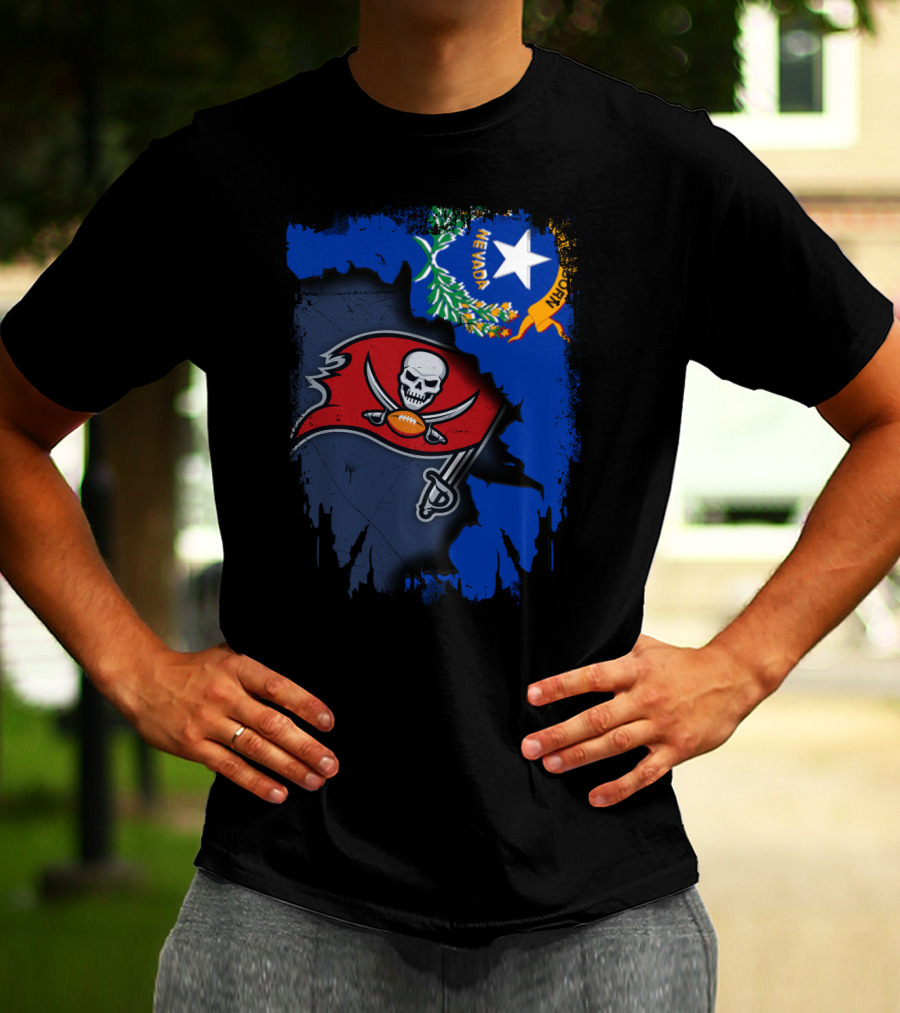 Nevada State With Buccaneers Football Flag Integration T-Shirt