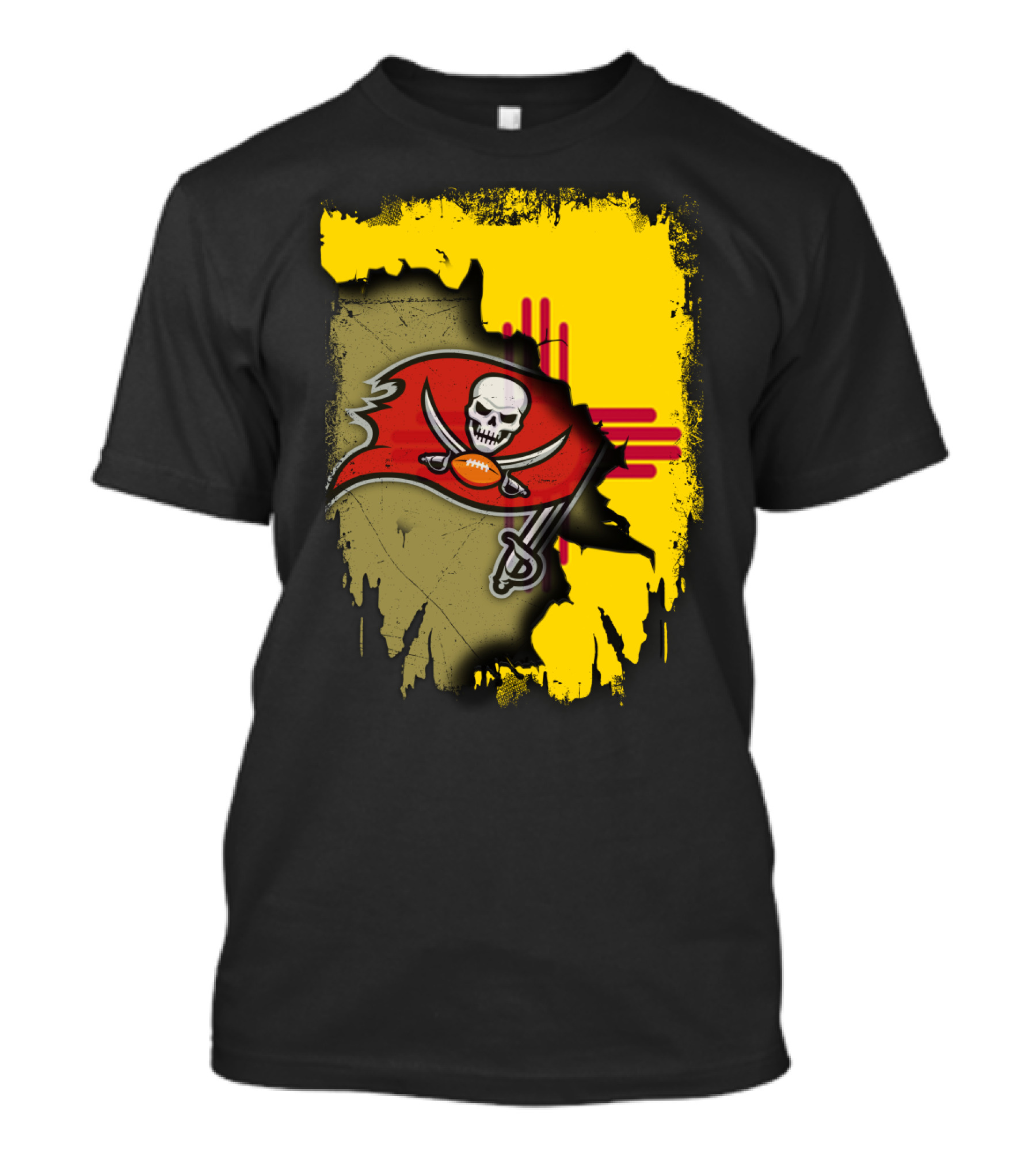 Together New Mexico With Buccaneers Logo And Flag Background T-Shirt