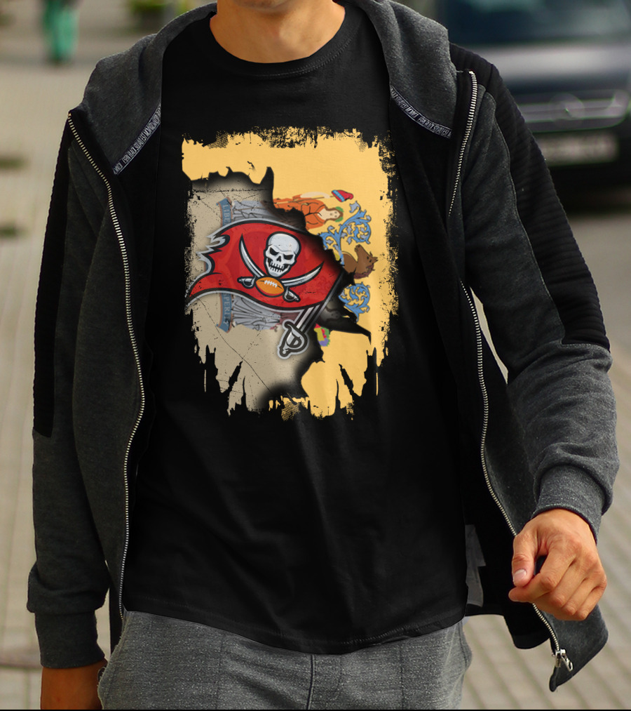 Together New Jersey Buccaneers Football Flag Map T-Shirt