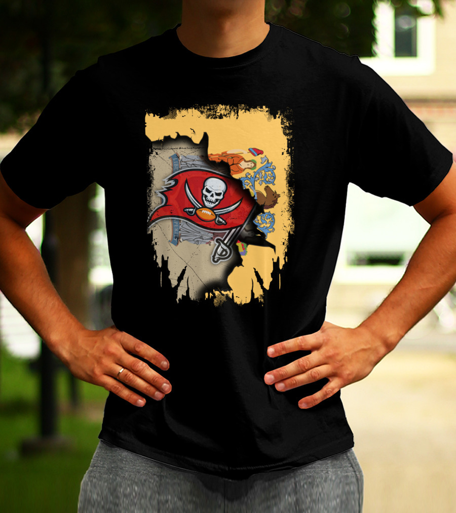 Together New Jersey Buccaneers Football Flag Map T-Shirt