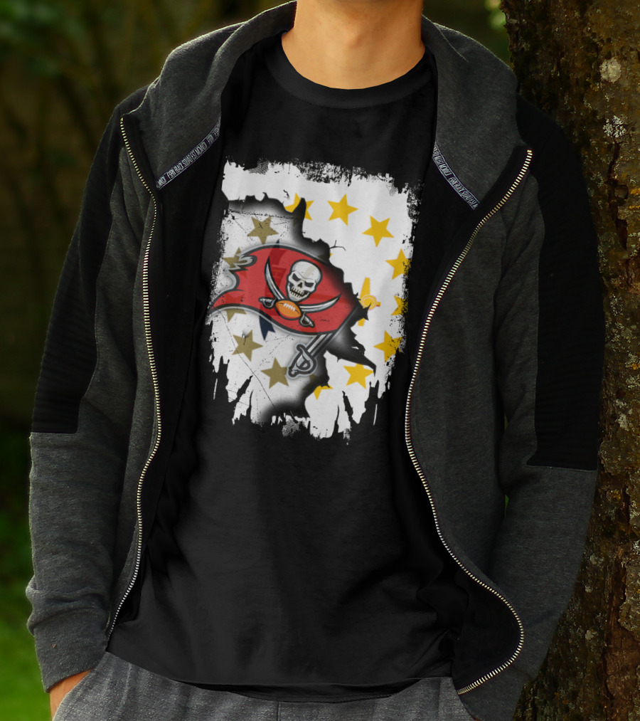 Together Rhode Island With Buccaneers Flag And Stars T-Shirt