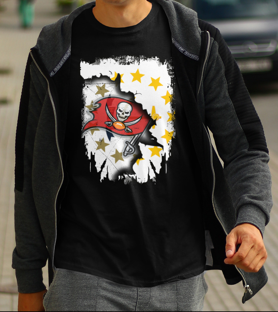 Together Rhode Island With Buccaneers Flag And Stars T-Shirt