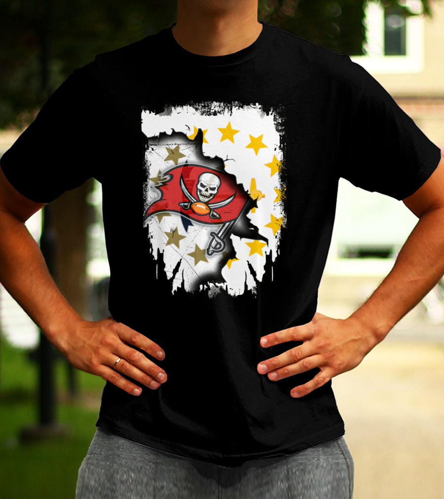 Together Rhode Island With Buccaneers Flag And Stars T-Shirt