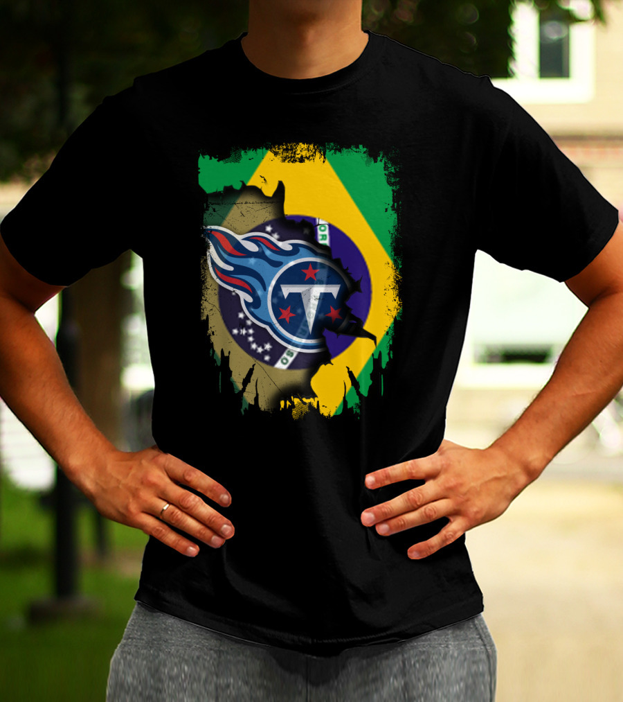 Brazilian Pride With Titans NFL Symbol Fusion T-Shirt