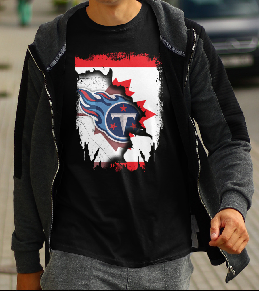 Canada Titans NFL Collaboration With Canadian Flag And Tennessee T-Shirt