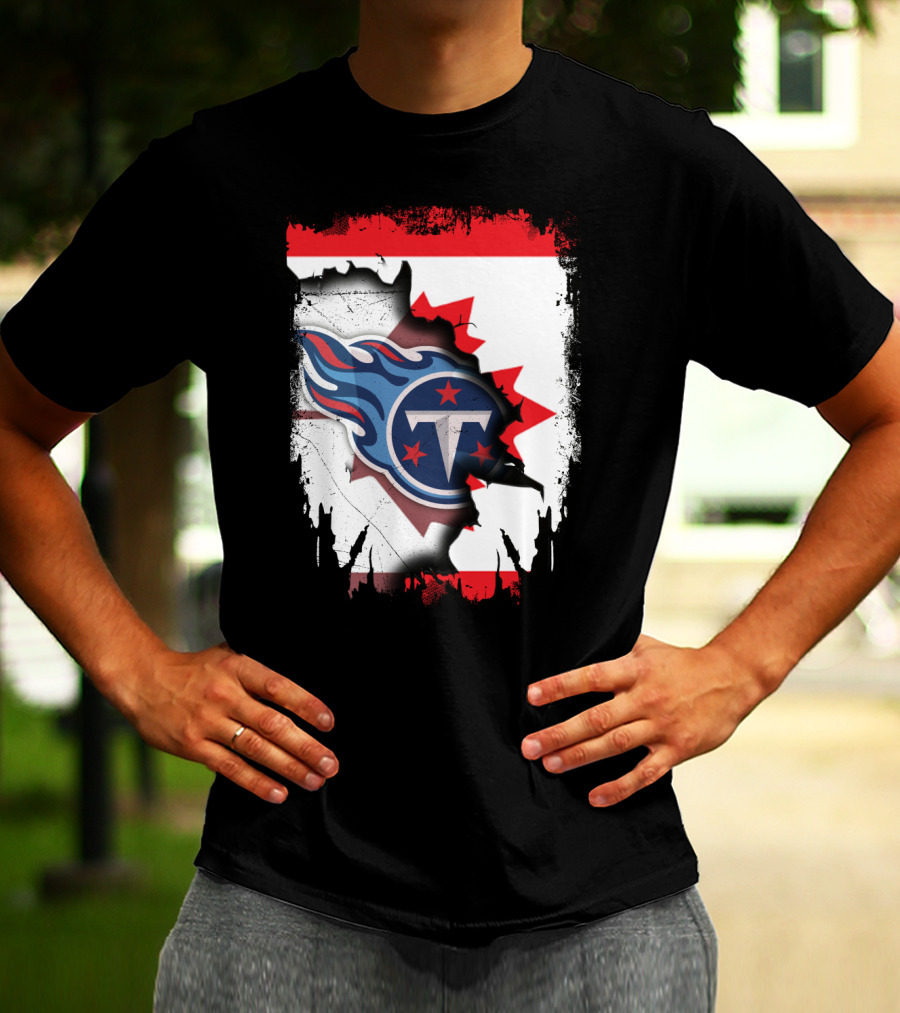 Canada Titans NFL Collaboration With Canadian Flag And Tennessee T-Shirt