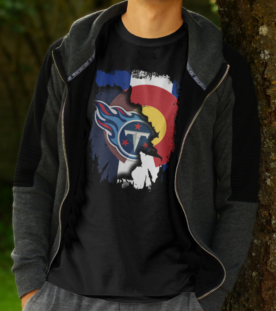 Together Colorado With Titans Logo Overlapping State Flag Colors T-Shirt