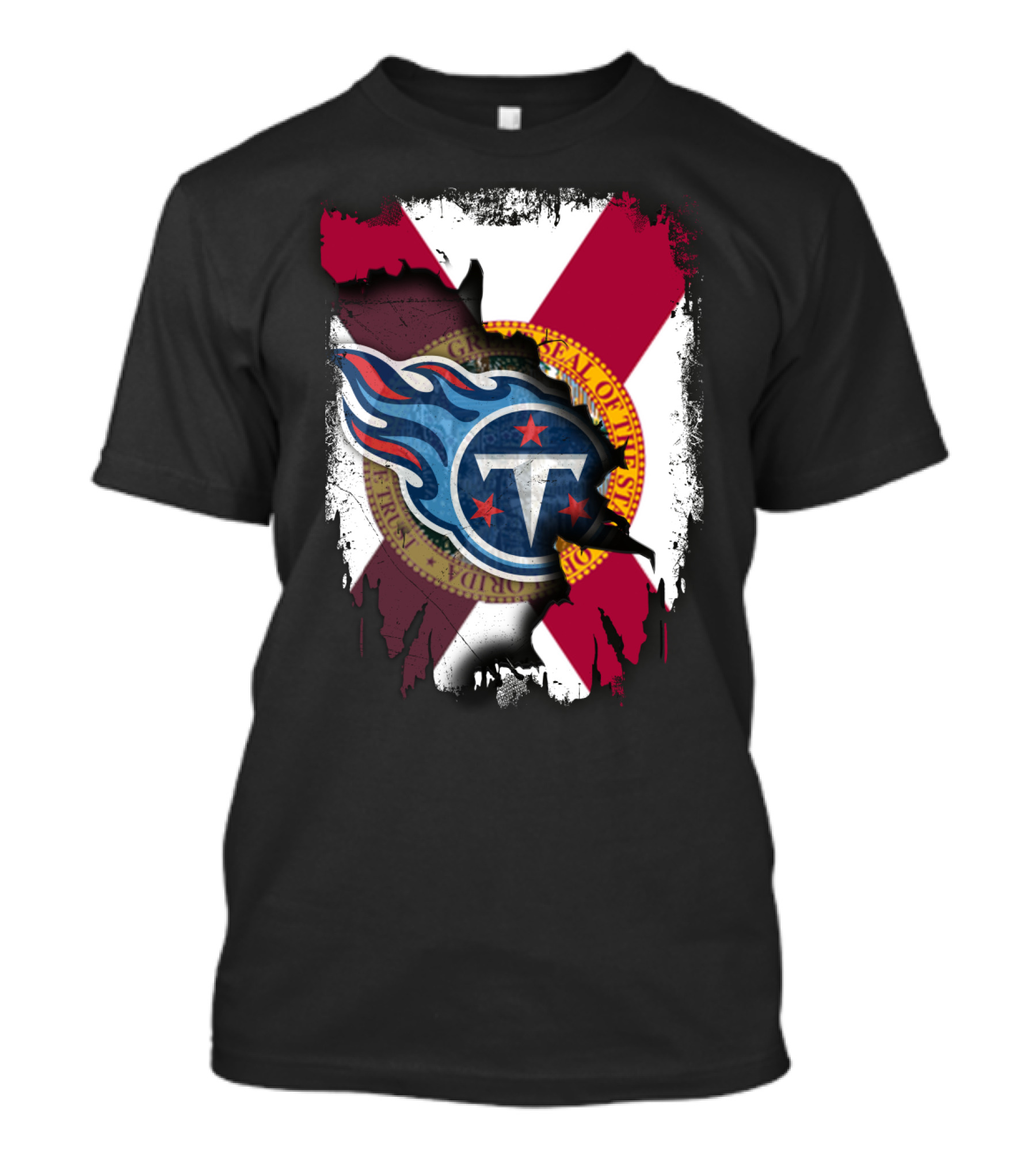 Florida State Flag And Tennessee Titans Logo Fusion T-Shirt