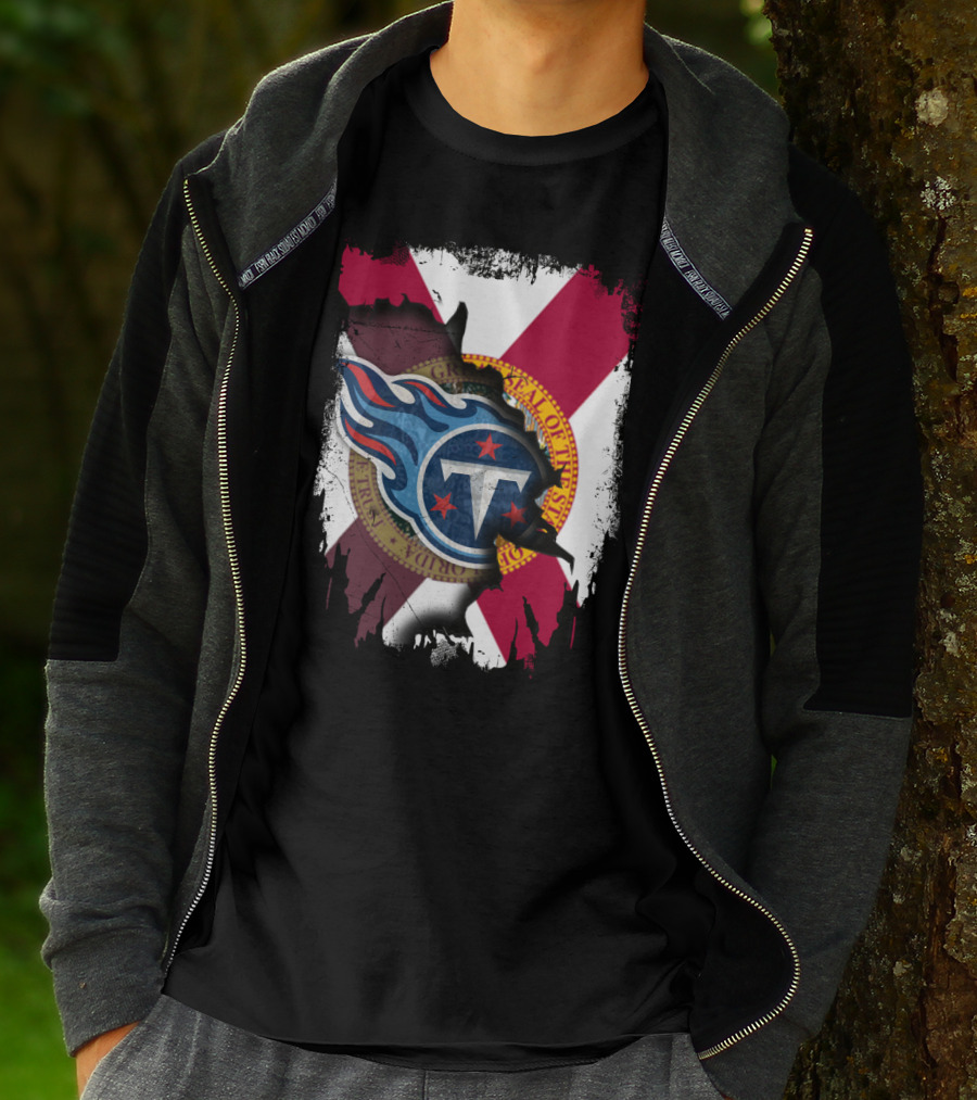 Florida State Flag And Tennessee Titans Logo Fusion T-Shirt