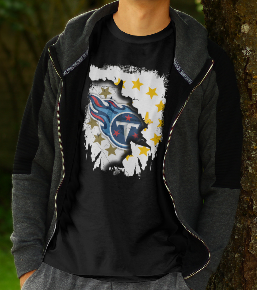 Titans Logo With Rhode Island State Flag Stars T-Shirt