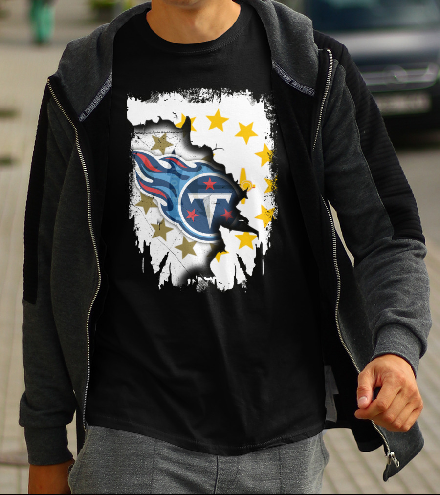 Titans Logo With Rhode Island State Flag Stars T-Shirt