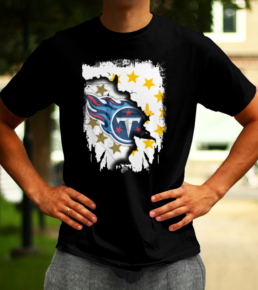 Titans Logo With Rhode Island State Flag Stars T-Shirt