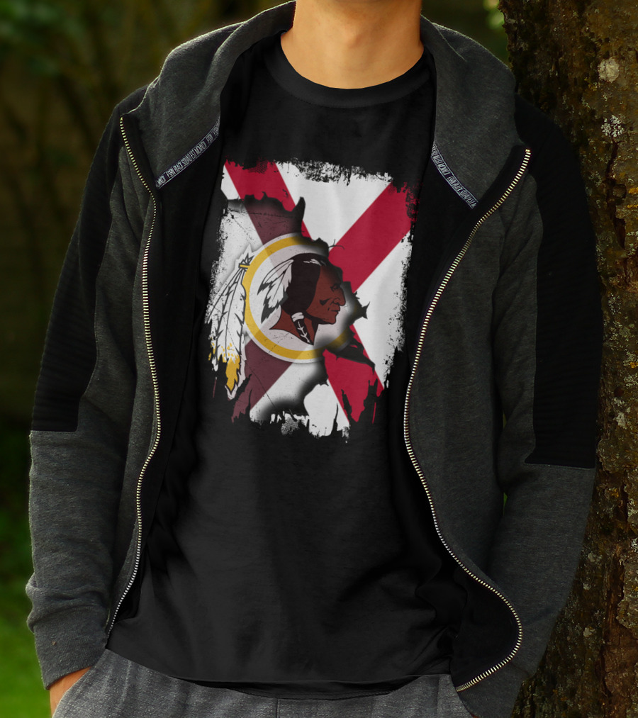 Alabama Flag Overlay With Washington Redskins T-Shirt