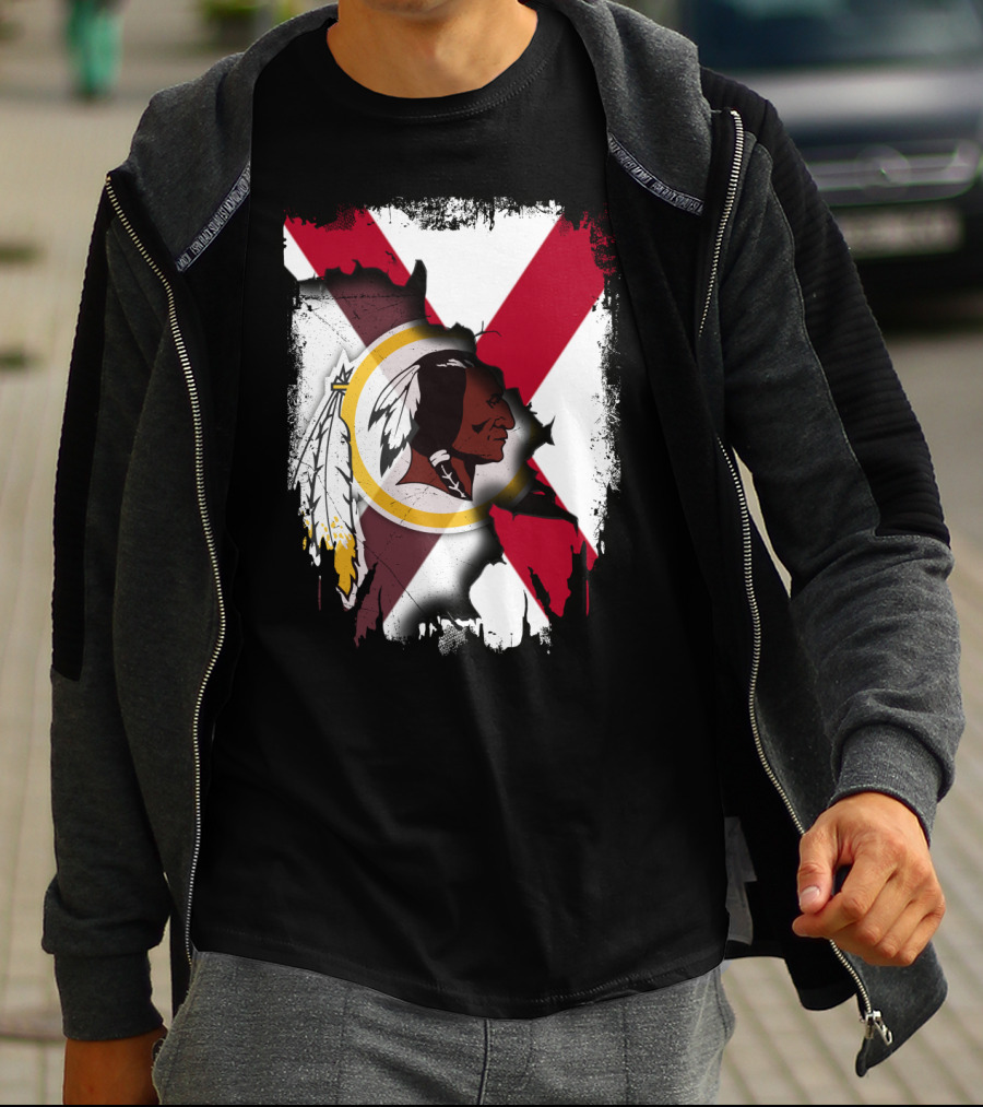 Alabama Flag Overlay With Washington Redskins T-Shirt