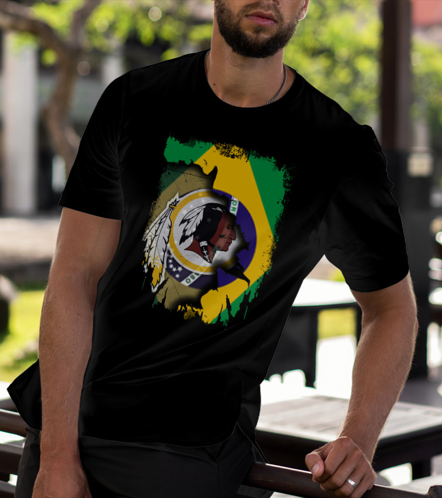 Together Brazil Flag With Redskins Football Team T-Shirt