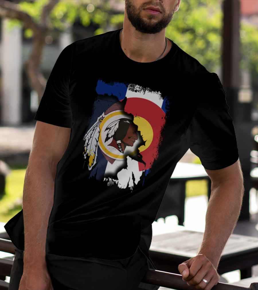 Colorado Flag Redskins Logo Together T-Shirt