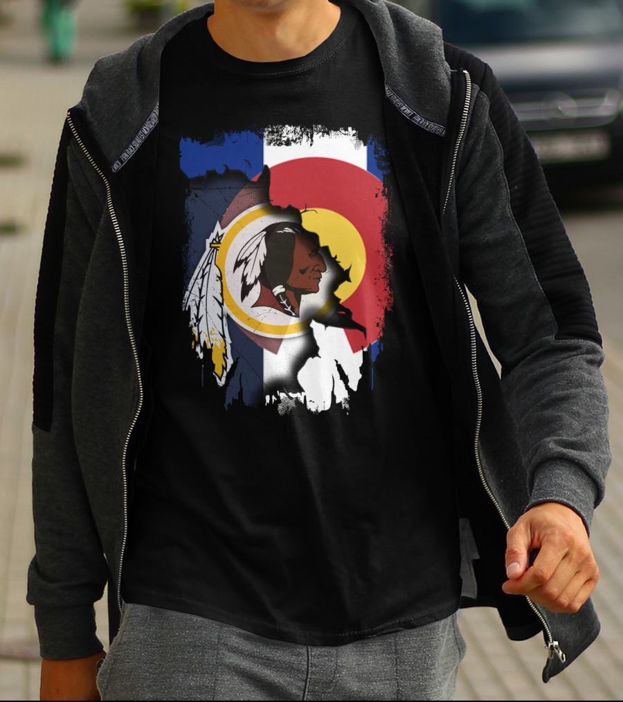 Colorado Flag Redskins Logo Together T-Shirt